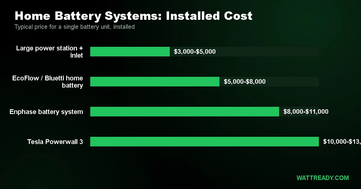 Home Solar Battery Cost Guide: Tesla Powerwall vs Alternatives