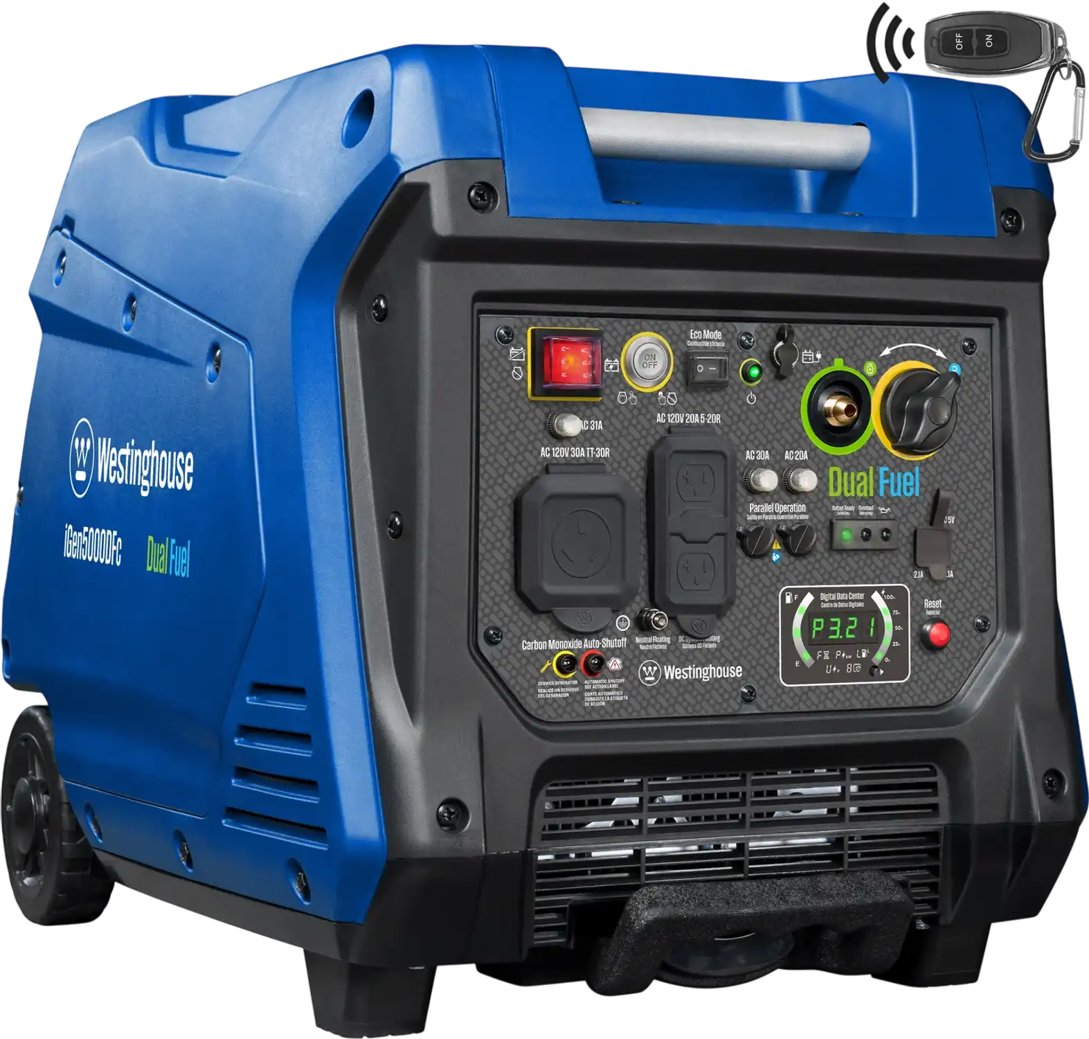 Dual fuel portable inverter generator for hybrid backup